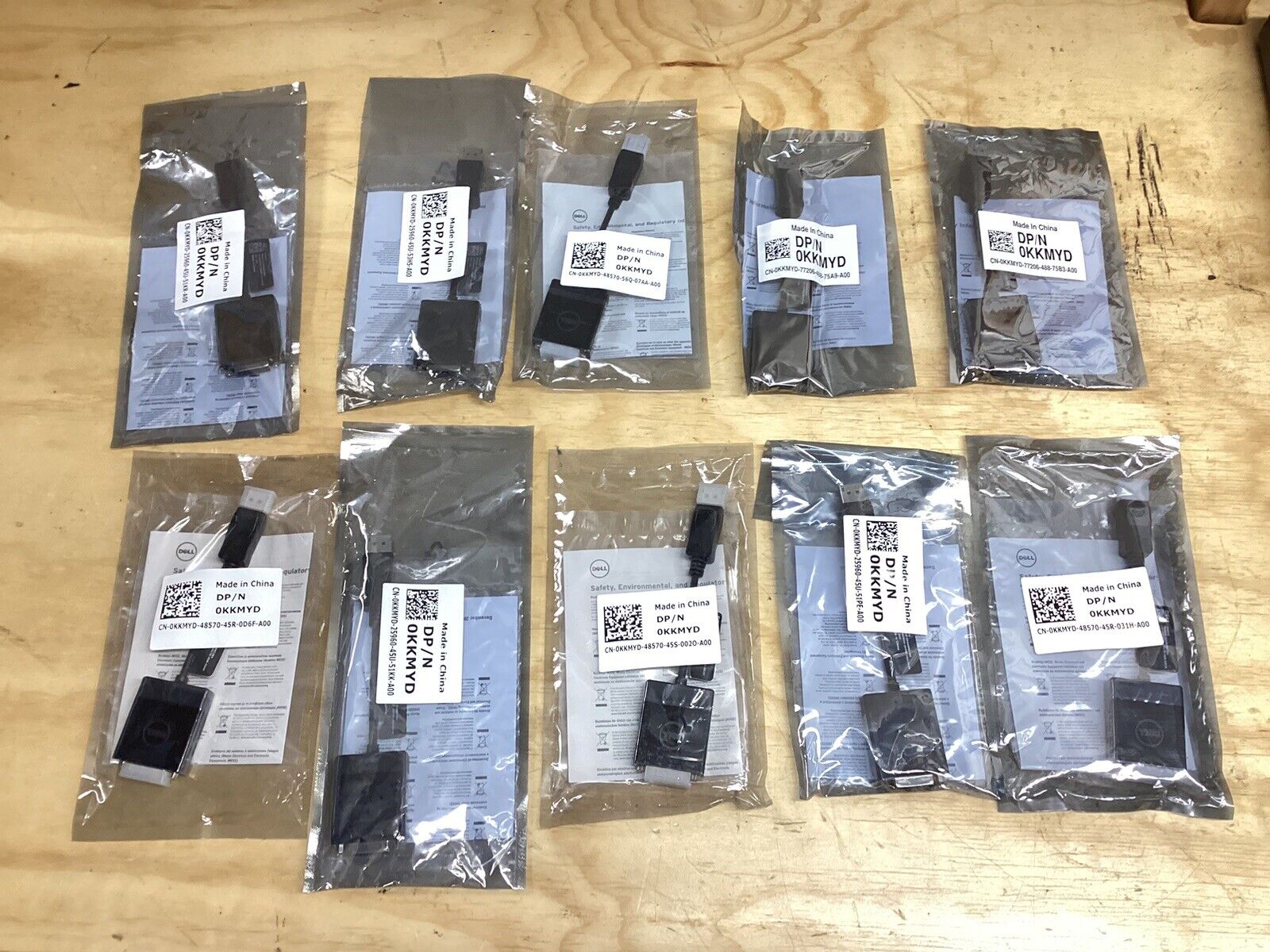 Lot of 10  DELL DP/N 0KKMYD Adapter Cable Display Port to DVI single link power