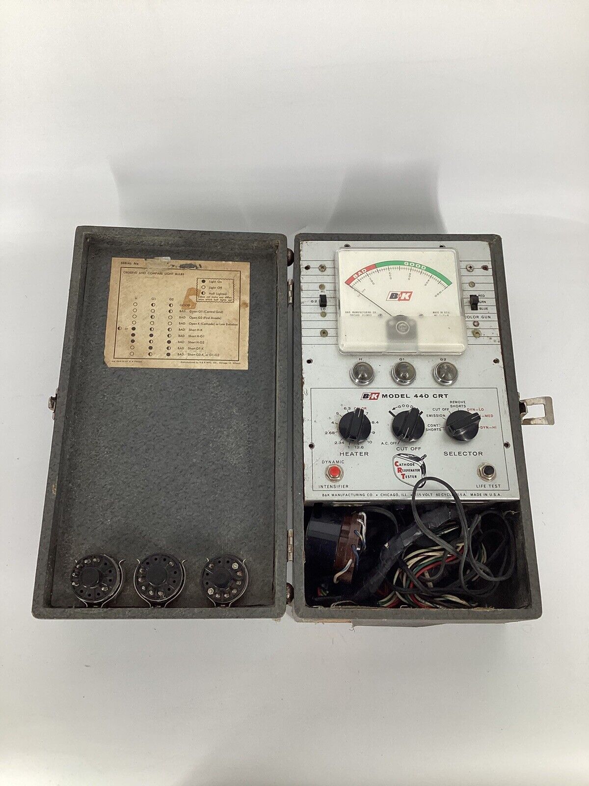 B&K Model 440 Cathode Rejuvenation Tester Vacuum Tubes Continuity Shorts & More