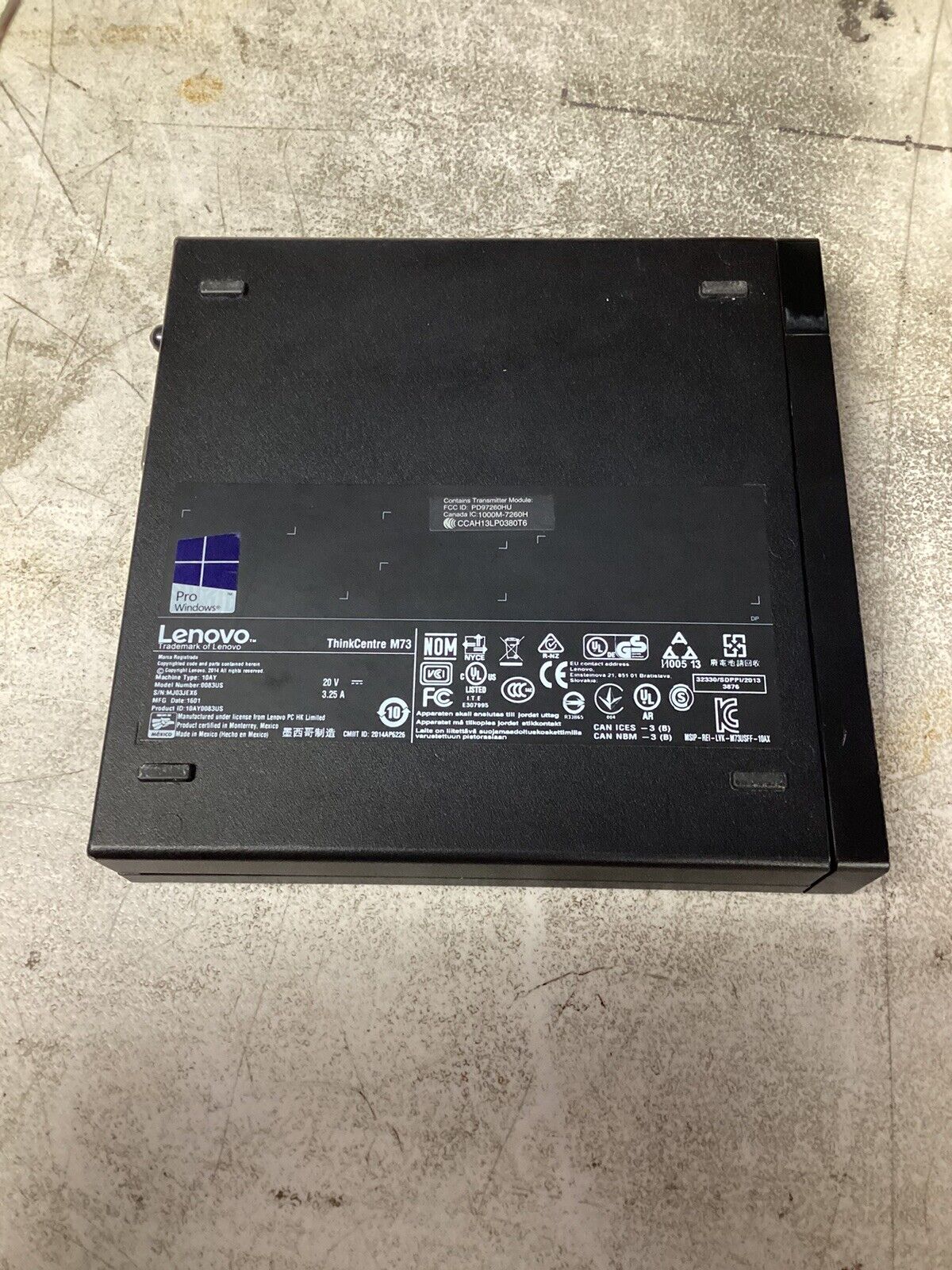 Lenovo M73 (Core i3-4150T @3.0GHz 16GB 128GB SSD) Win10Pro No AC *Not Activated