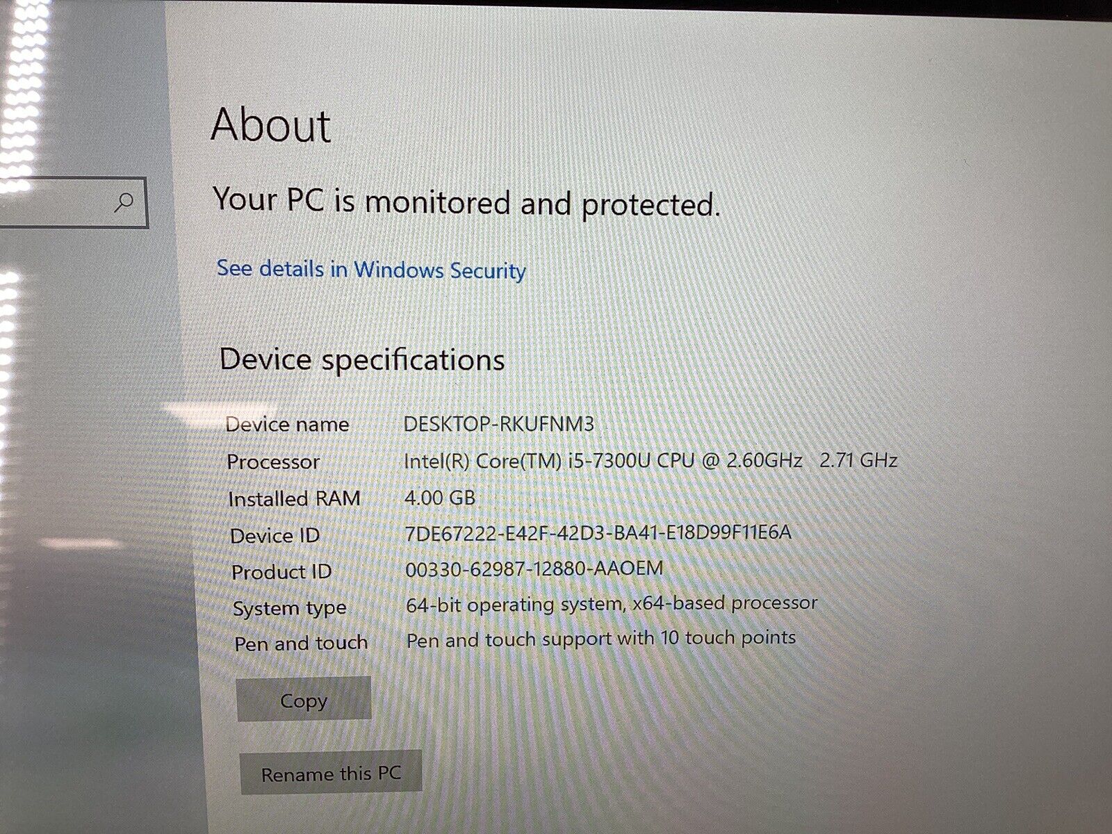 Microsoft Surface Pro 5 1796 12" (i5-7300U @2.6GHz 4GB 128GB SSD) Win10Pro No AC