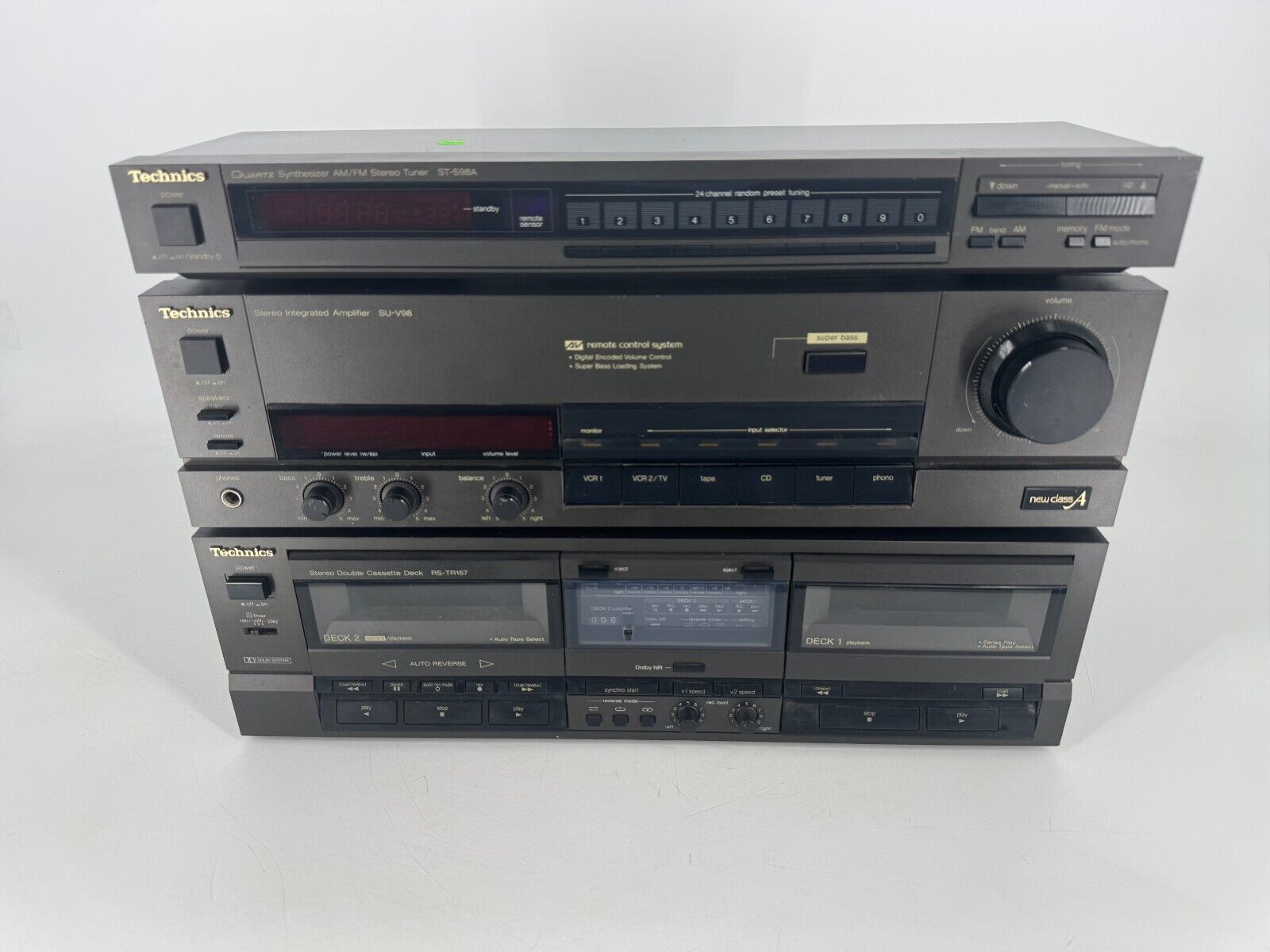 VINTAGE Technics SU-V98, ST-S98A, RS-TR157 Amp, Tuner + Cassette - Tested