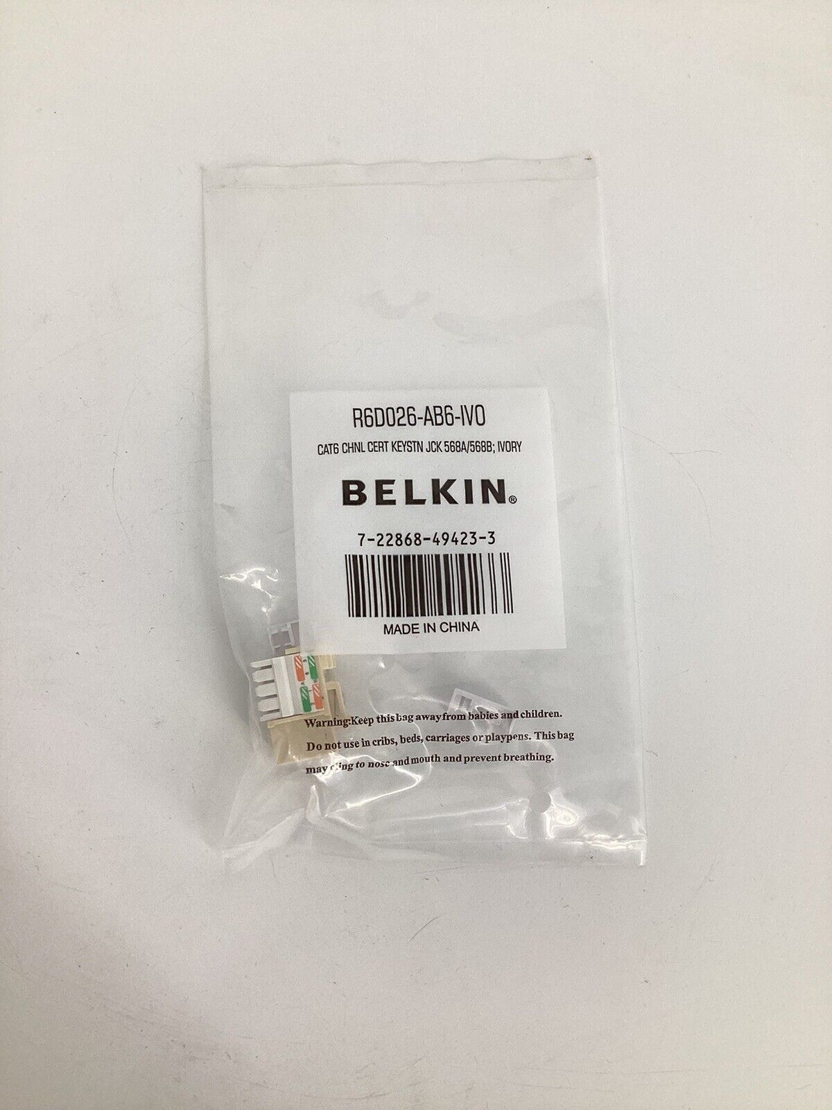 20 x BELKIN CAT6 KEYSTONE RJ45 JACK NETWORK CONNECTOR T568A/B R6D026-AB6-IVO