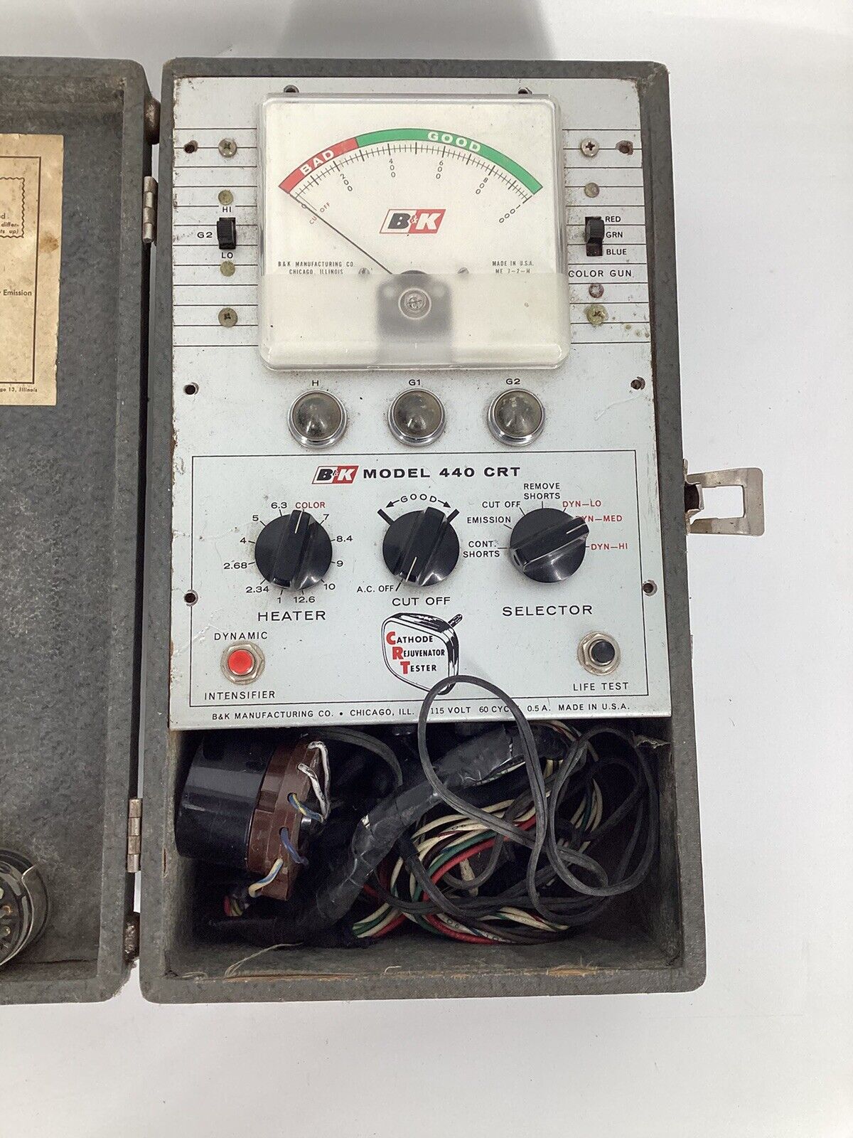 B&K Model 440 Cathode Rejuvenation Tester Vacuum Tubes Continuity Shorts & More