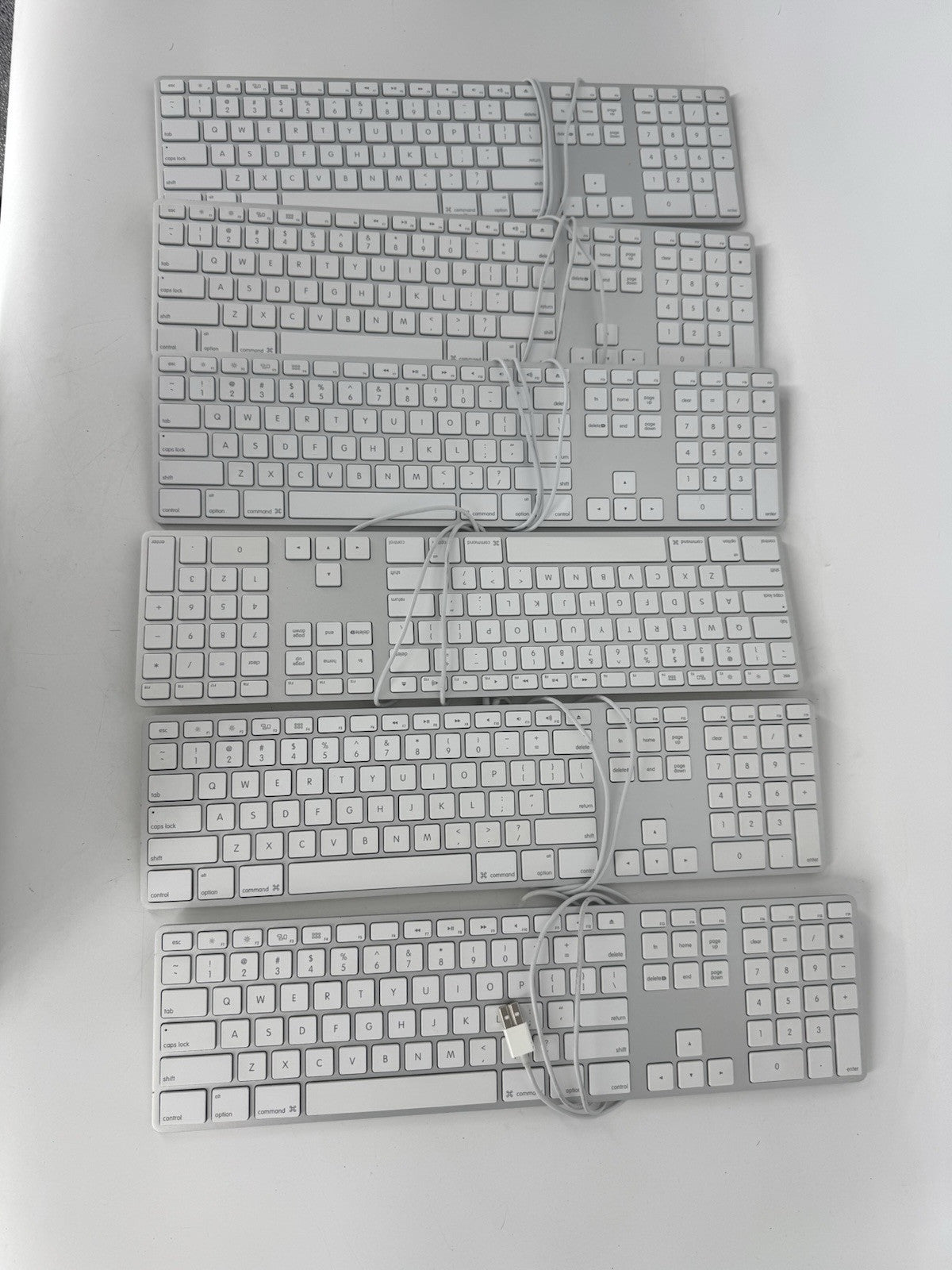 Lot of 6 Apple A1243 Keyboards Wired Slim Aluminum Ultrathin w/NumPad✅Tested