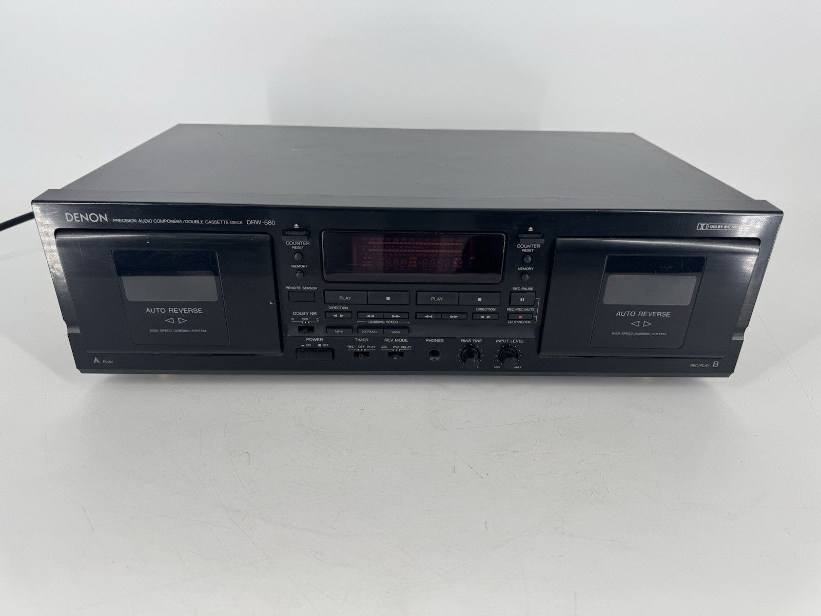 Denon DRW-580 Dual Cassette Tape Deck Auto Reverse Dolby B&C