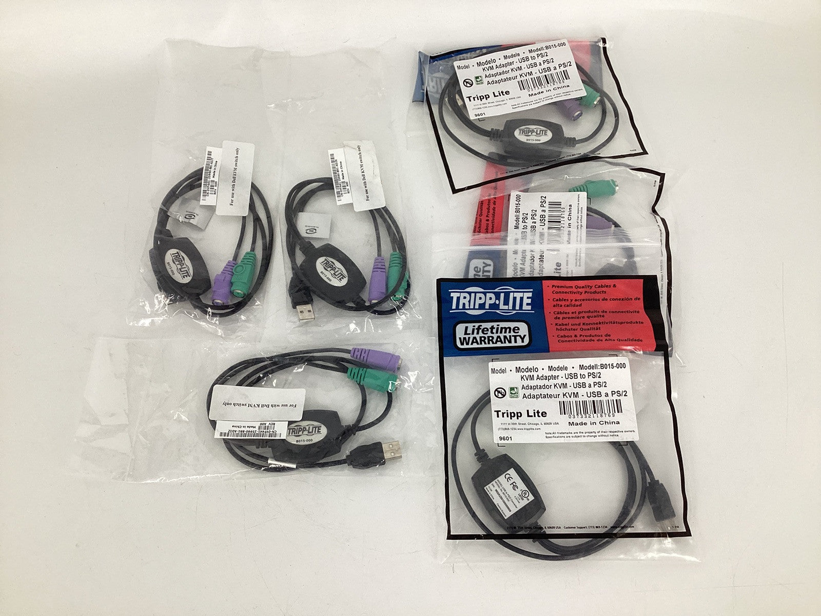 6 LOT Tripp Lite/Dell - USB to PS/2 Adapter - Keyboard & Mouse (B015-000)