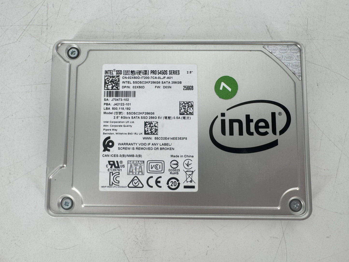 SSDSC2KF256G8 02X50D INTEL SSD 256G8 SATA (GRD A)(CA214)